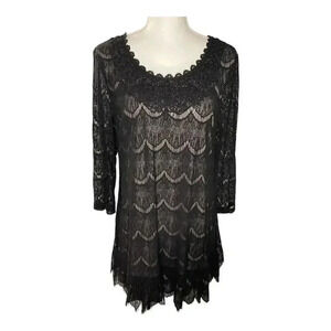 Style & Co. Women’s Size Medium Black Crocheted Lace‎ 3/4 Sleeve Dress